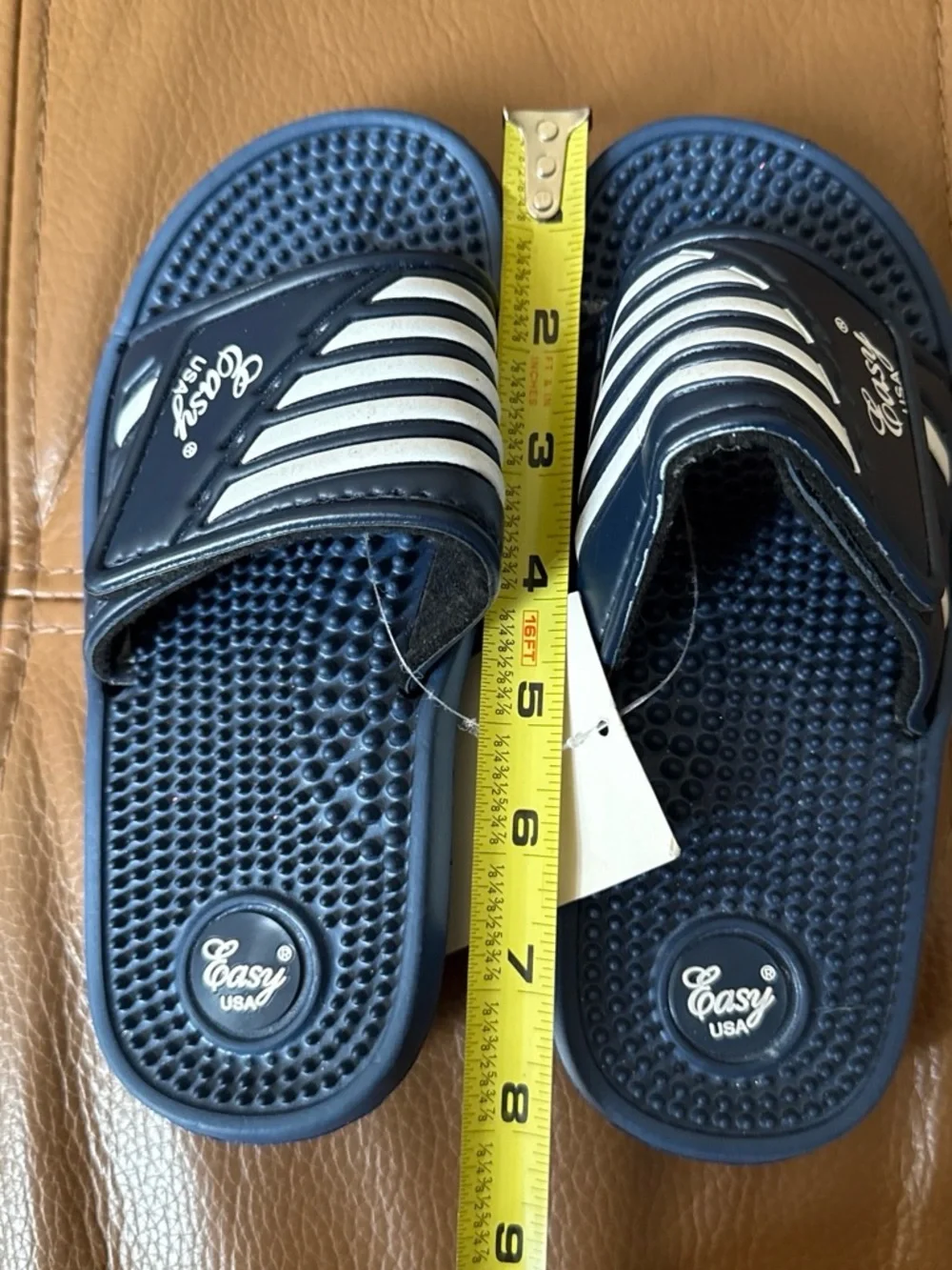Easy USA Kids Navy and White Slip-On Shower Slippers